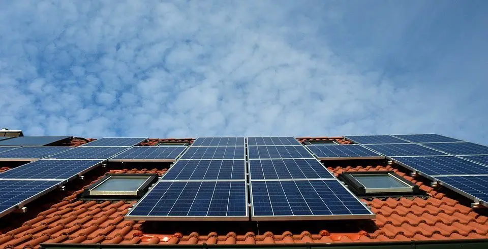 Roof with solar panels