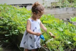 girl trying to improve garden biodiversity