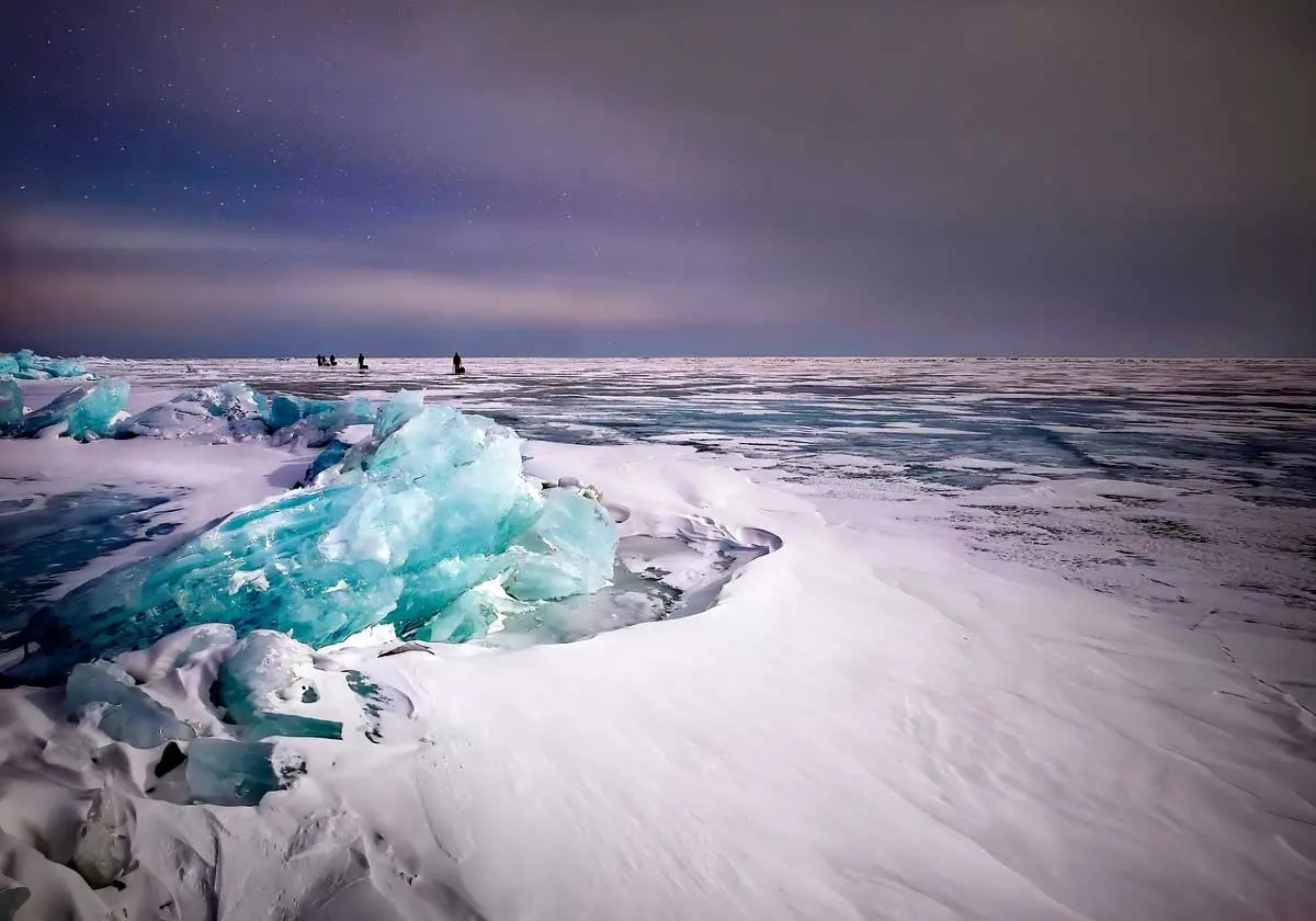 Frozen Lake Baikal in Siberia. Winter times