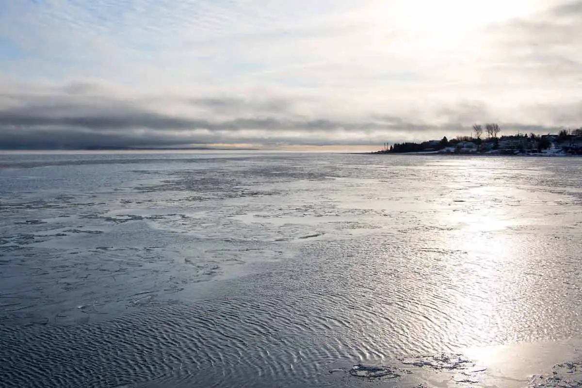 Iced out waters of Lake Huron