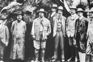 Teddy Roosevelt (Center) with John Muir (on his left)